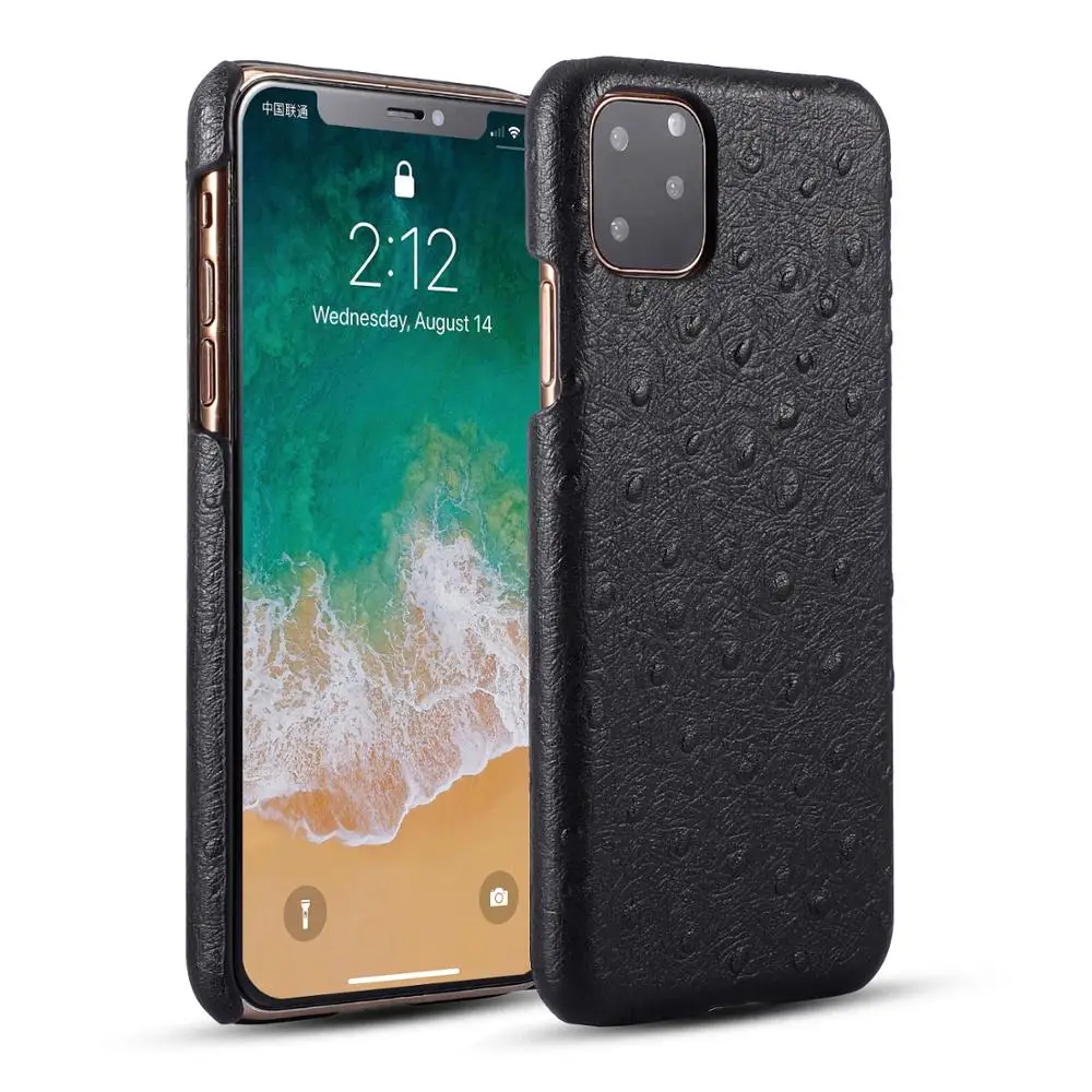 Роскошный чехол для телефона из натуральной кожи iPhone 11 Pro Max X Xr Xs 3D Страусиная