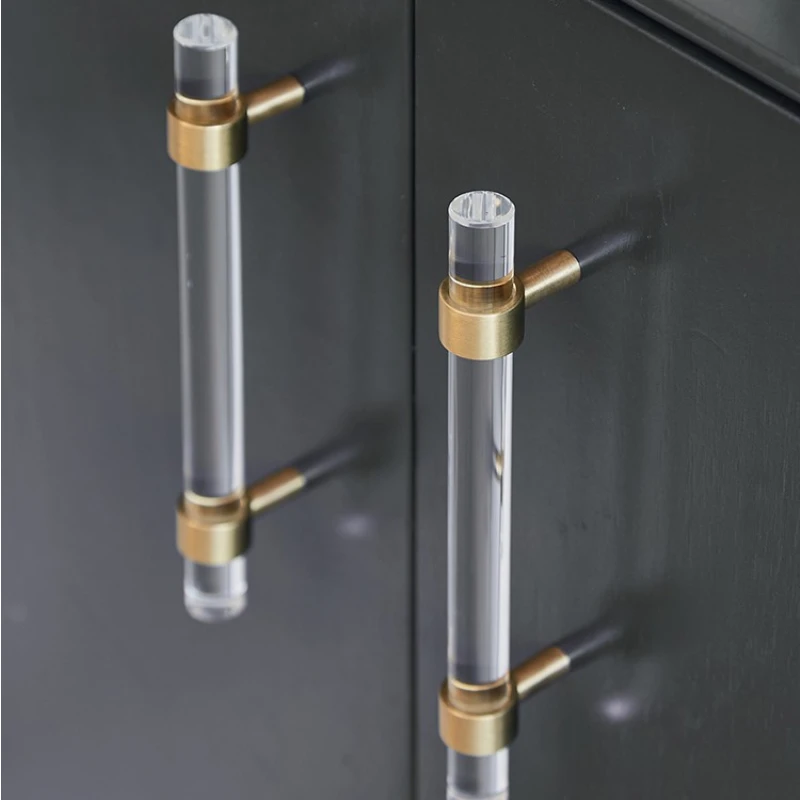 

Acrylic Brass Furniture Handles Handles with Adjustable Hole Distance Kitchen Cabinets Knobs Wardrobe Pulls Door Handles