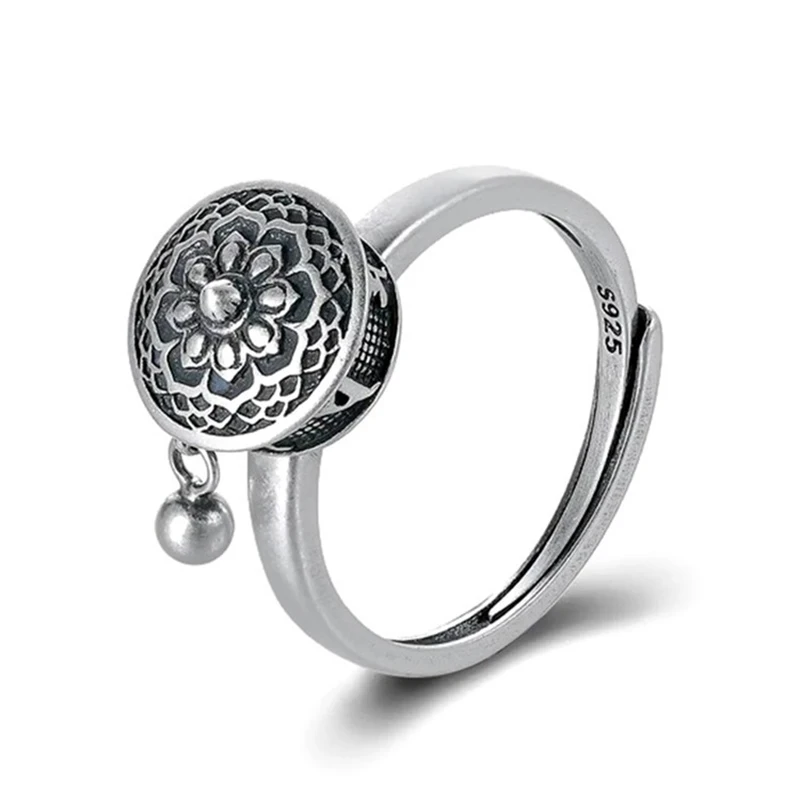 

Прямая поставка, серебряное кольцо Ecomhunt, буддистское кольцо для женщин, тибетское Молитвенное колечко, кольцо ОМ мантра с 6 чакрами, кольцо н...