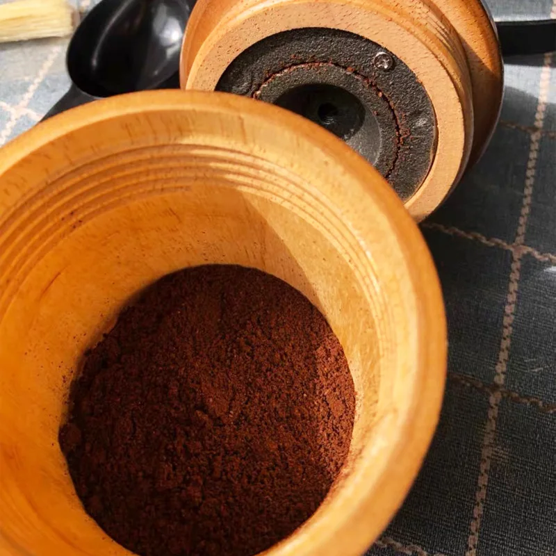 安い レトロな無垢材の手動コーヒーグラインダー,ポータブルおよび調整可能なコーヒー豆型ミル,ハンドサンダー,パンチング調理器具