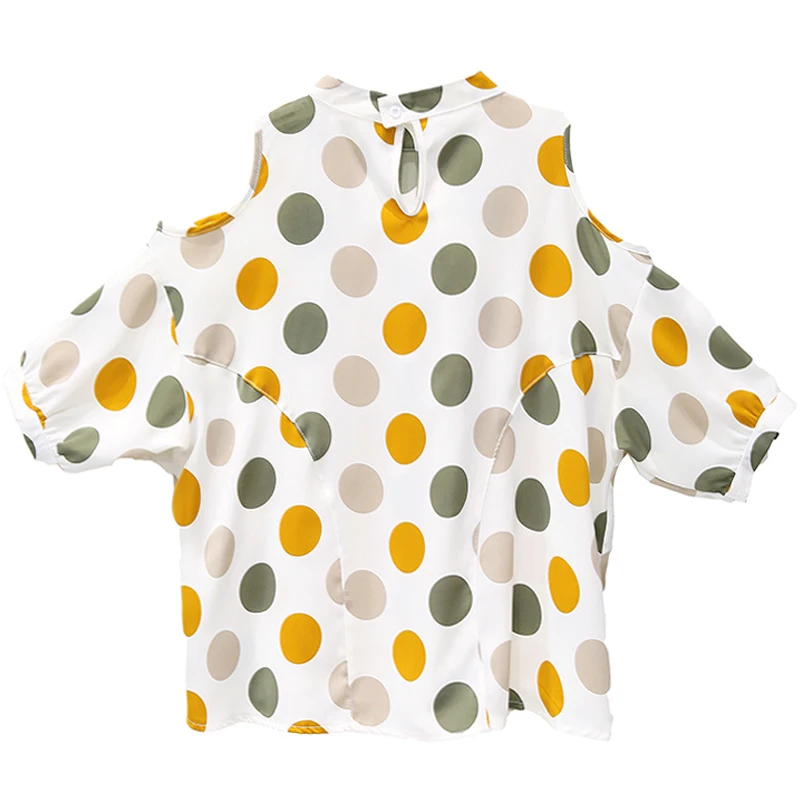 Блузка женская шифоновая в горошек без бретелек батальных размеров | Женская