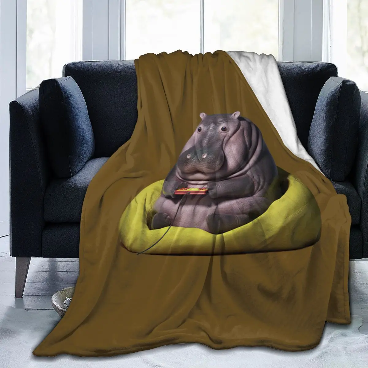 

Одеяло с 3D-принтом животных, покрывало с принтом гиппопопотама, ретро постельное белье, квадратное шерстяное мягкое одеяло для пикника