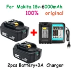 С зарядным устройством BL1860, литий-ионный аккумулятор 18 в 6000 мА  ч для Makita 18 в, аккумулятор 6 А  ч, BL1840, BL1850, BL1830, BL1860B, LXT400