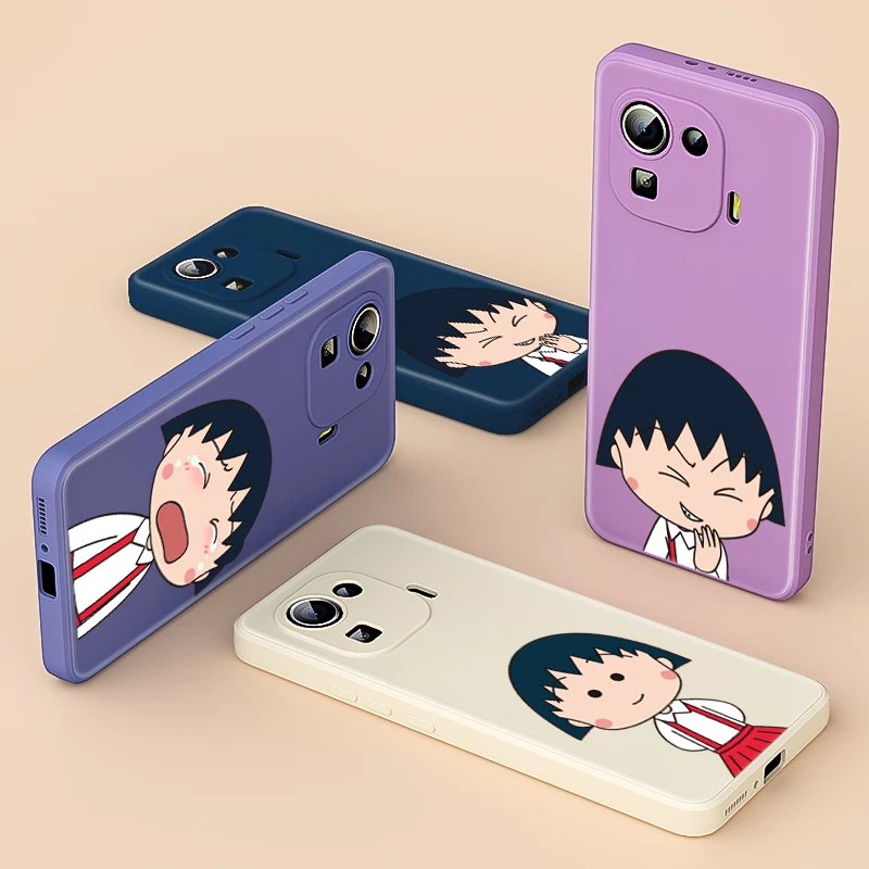 

Little Maruko crying For Xiaomi 11 11X 10T 10 10S 10i 9 CC9 Lite 8 9SE 5G Ultra LIite Pro Liquid Soft Cover Phone Case
