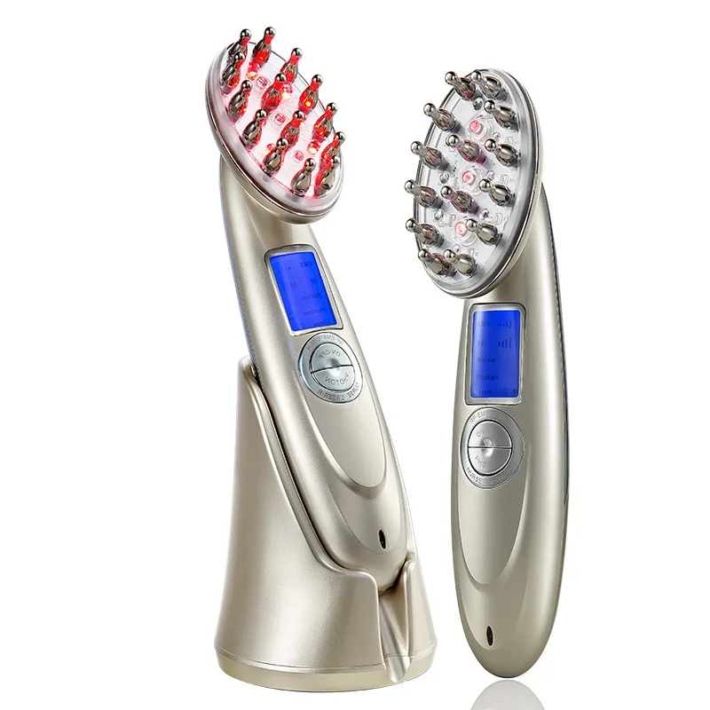 

White Laser Comb Color Light Hair Care Vibration Hair Care Massager EMS Micro Current RF Radio Frequency Massage Vibration Comb
