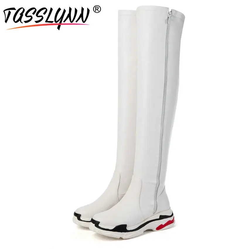 Женские сапоги выше колена taslynn корейские кроссовки с круглым носком на среднем