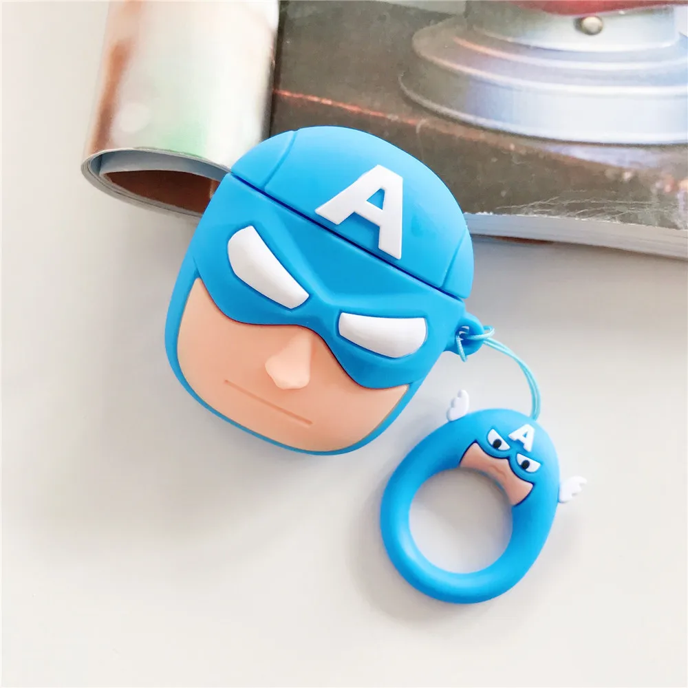 Силиконовый чехол для наушников s Apple защитный Airpods Super Hero мультяшный беспроводной