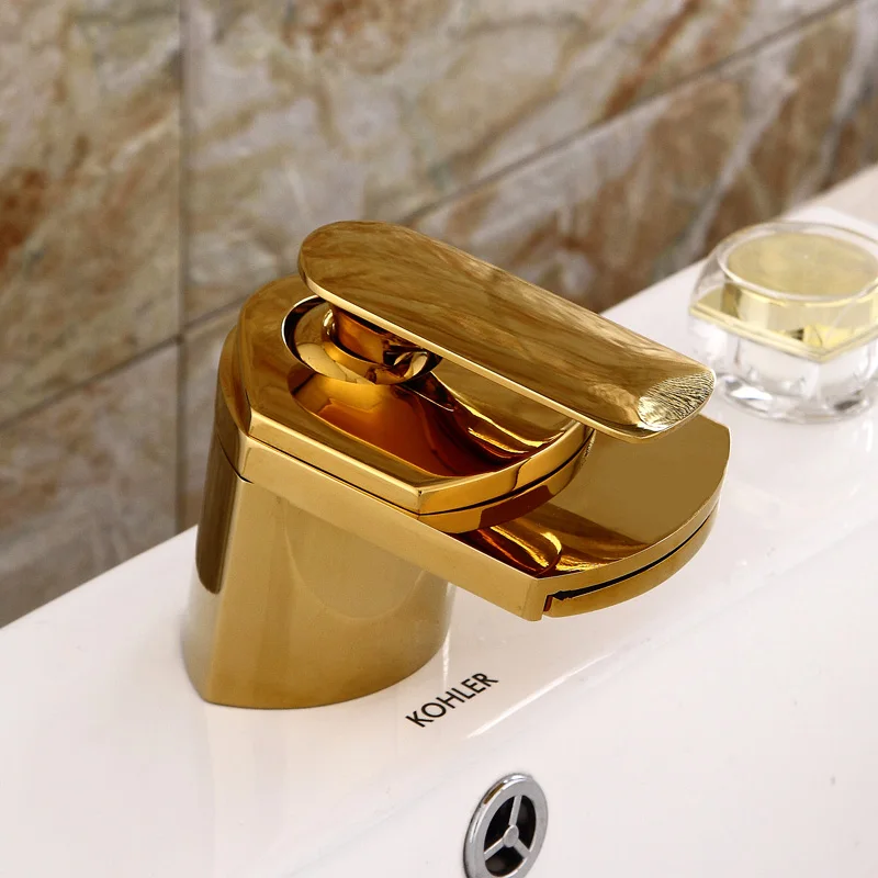 

Becola полностью медный Золотой/хромированный/матовый водопад «Утконос» смеситель горячая и холодная раковина для ванной комнаты