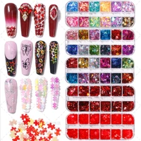 new nail art gradient maple leaf five pointed star sequin strip box set color ultra thin sequin nail patch nail glitter sequins