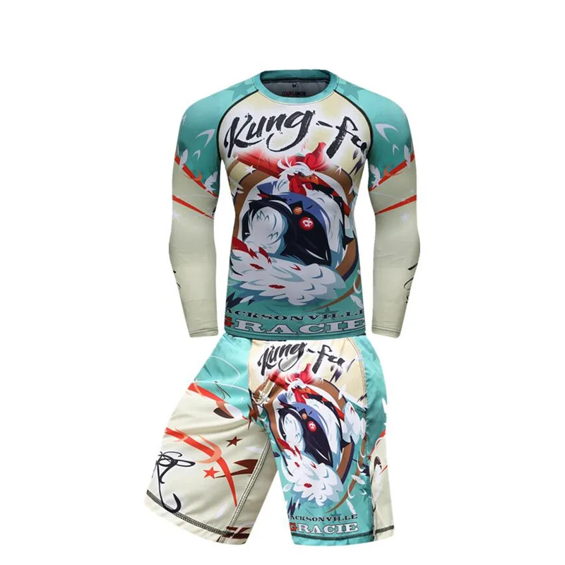 Мужские боксерские футболки + брюки шорты Муай Тай комплекты для ММА Rashguard