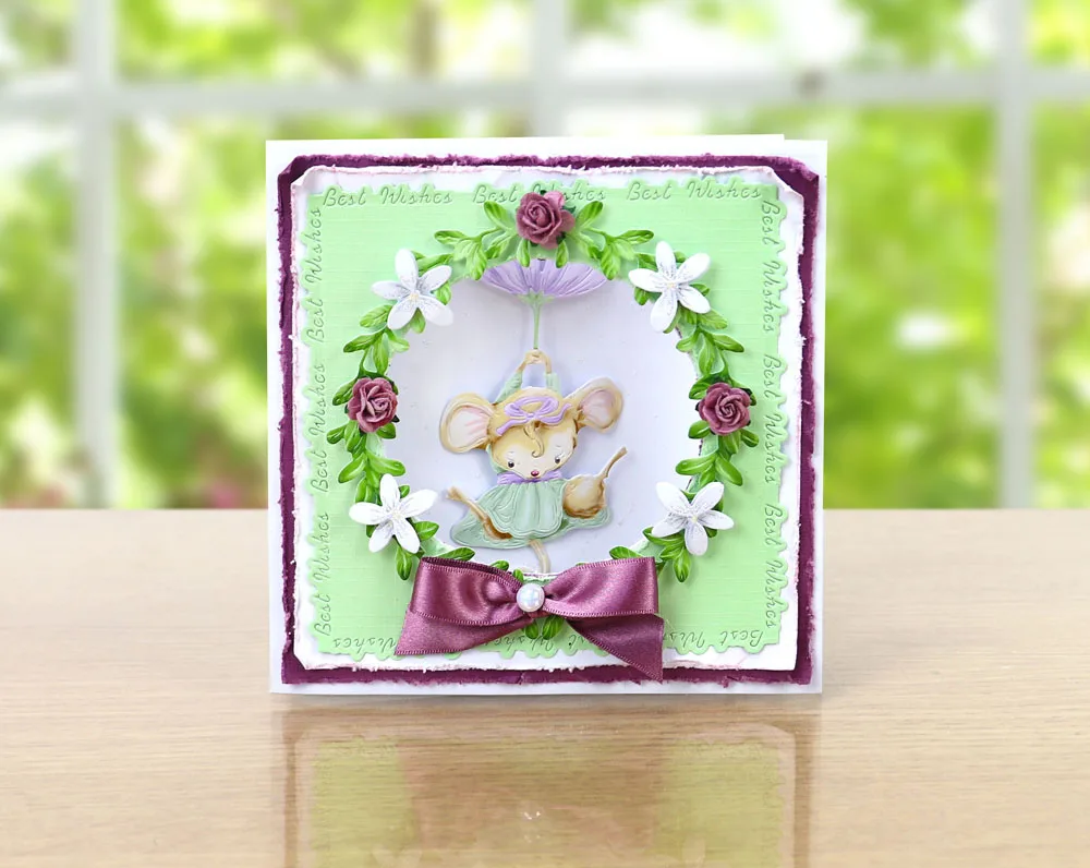 Милая мышь цветочный парашют металлические высечки и цветок для изготовления