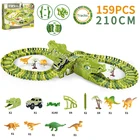 Набор динозавров BURGKIDZ, железная дорога, игрушечный автомобиль, трек, Гоночная машина, волшебная дорога, игрушечные машинки для мальчиков, подарок на 4 года, 159 шт.