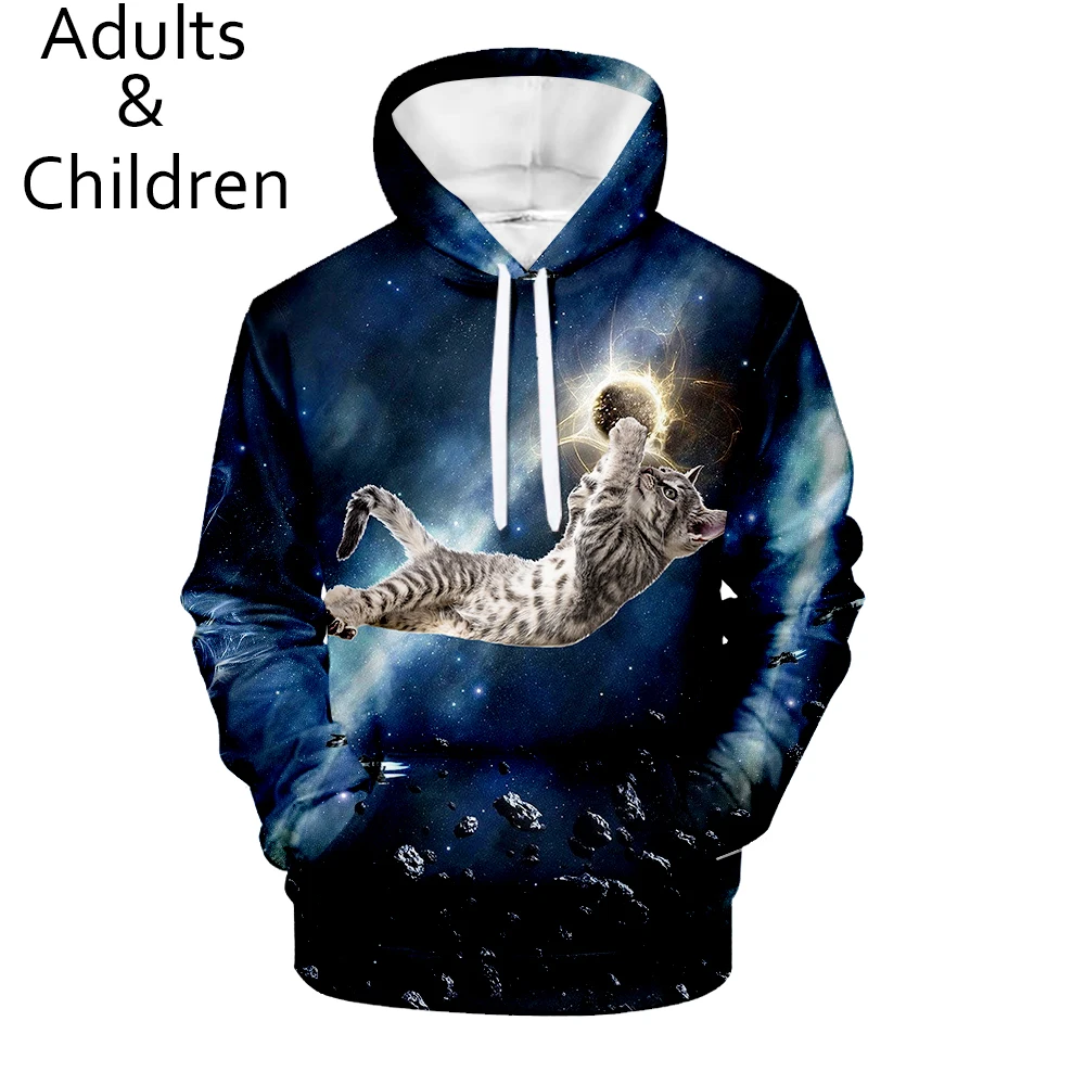 Новое поступление милые толстовки с 3D котом свитшот для мужчин и женщин детские