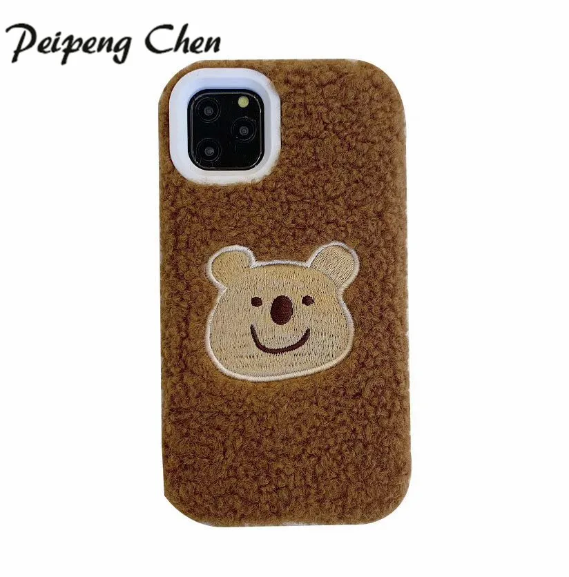 PEIPENG плюшевый теплый чехол для телефона с медведем Apple iphone XS Max XR X 11 Pro 6 6S 7 8 Plus