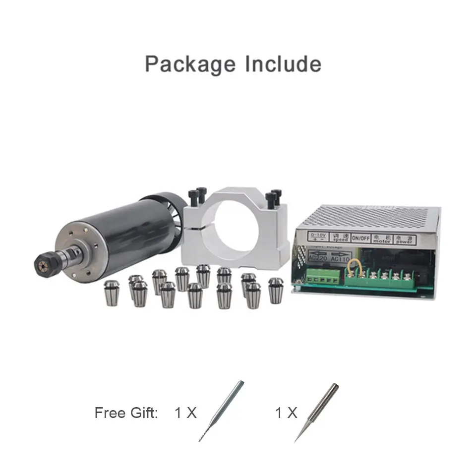 Package 7 Daedalus 500 Вт шпиндель с воздушным охлаждением 0,5 кВт с 110 В/220 В Регулируемый блок питания Mach3 52 мм зажим ER11 цанга Для гравировального станка - Цвет: Package 7