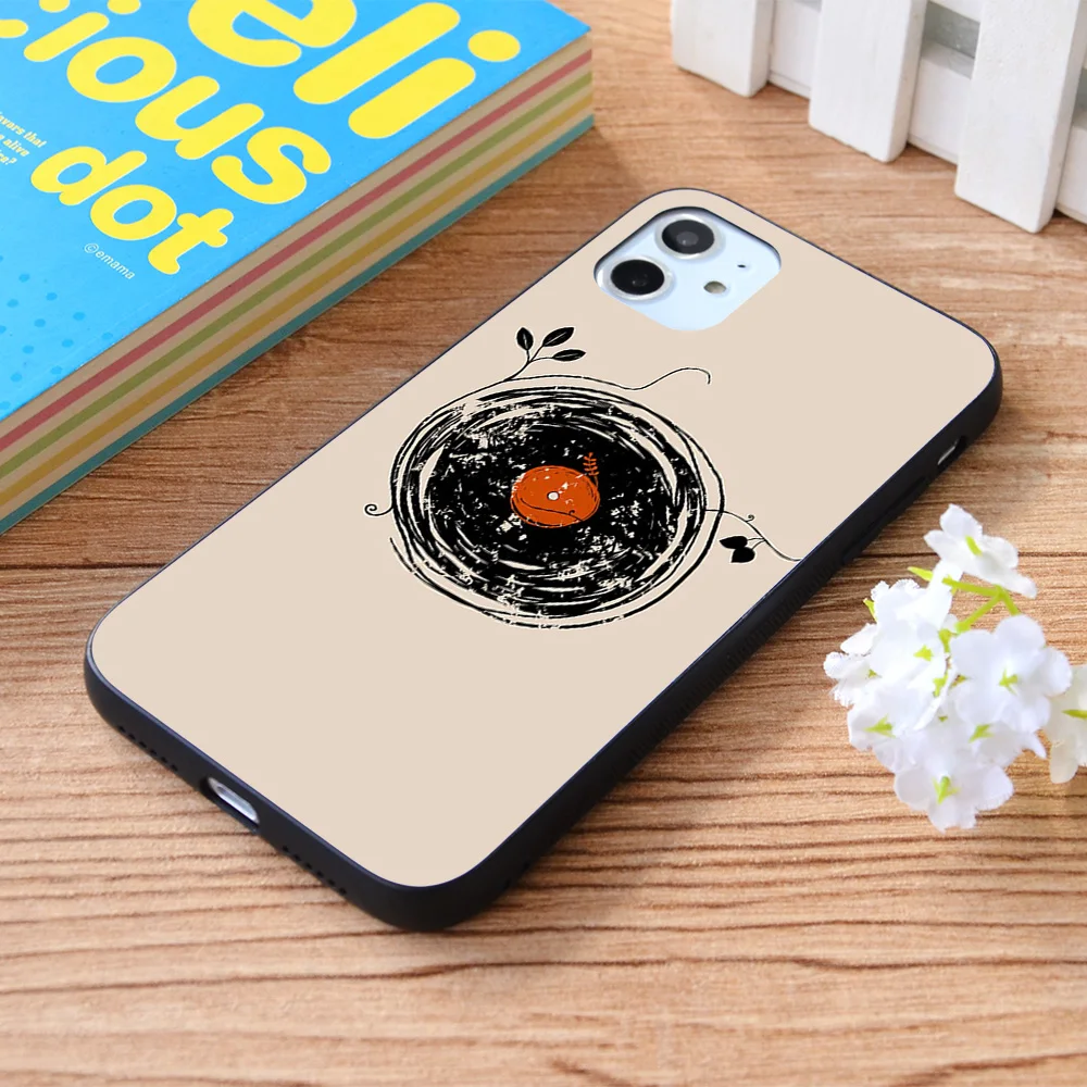 

For iPhone Enchanting Vinyl Records Vintage Essential Soft TPU border Apple iPhone Case