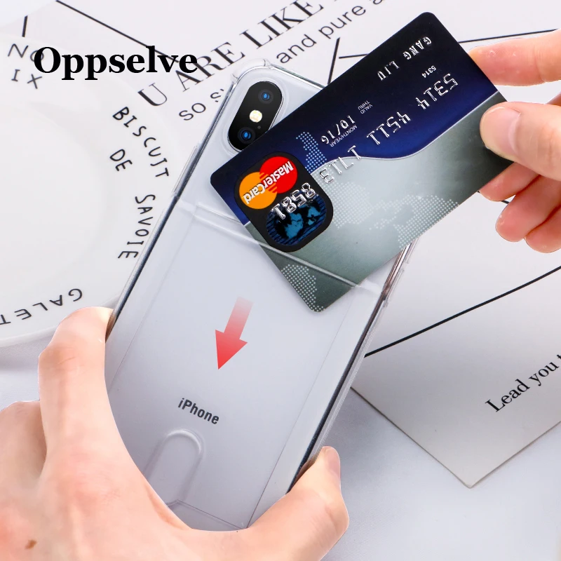 Модный противоударный бампер прозрачный силиконовый чехол для карт iPhone 11 X XS Max XR 8
