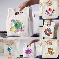 sundries handbag cooler bags canvas portable thermal lunch bags for women convenient lunch box tote dinner food bento pouch kids