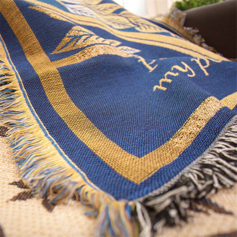 

Bubble Kiss Blue Throw Blanket Six-Pointed Star Pattern Blanket Home Cotton Tassel Blanket American Pastoral Fabric Sofa Cushion