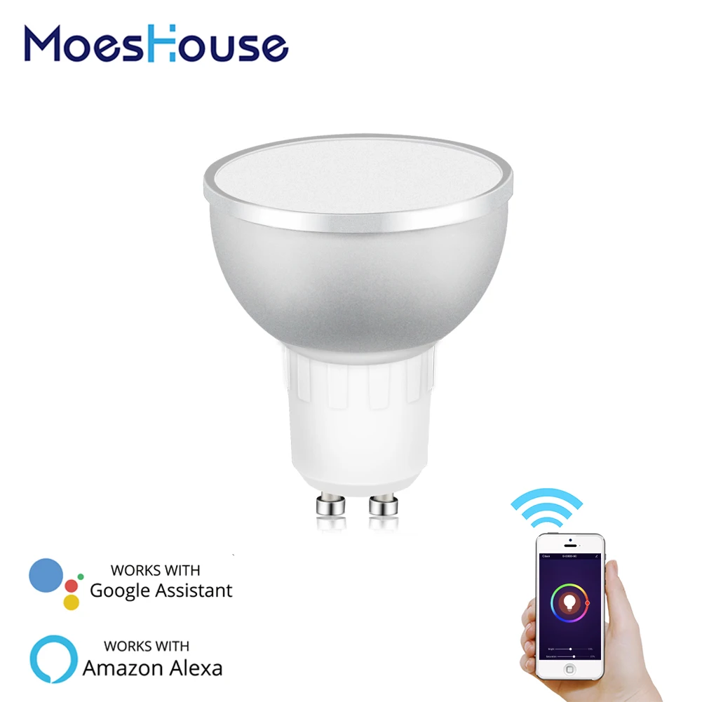 GU10 WiFi Smart LED Light Bulb RGBCW Warm White Daylight Multicolor Work with Alexa Google Home |