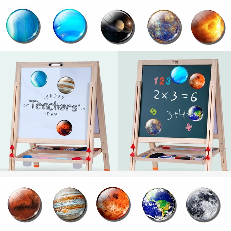 Луна планеты Туманность магниты на холодильник большая 50 мм Стеклянная