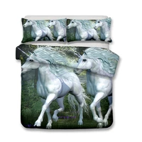 unicorn white horse 3d printed bedding set bed sheet and quilt cover pillowcase bedroom us size eu size soft cotton