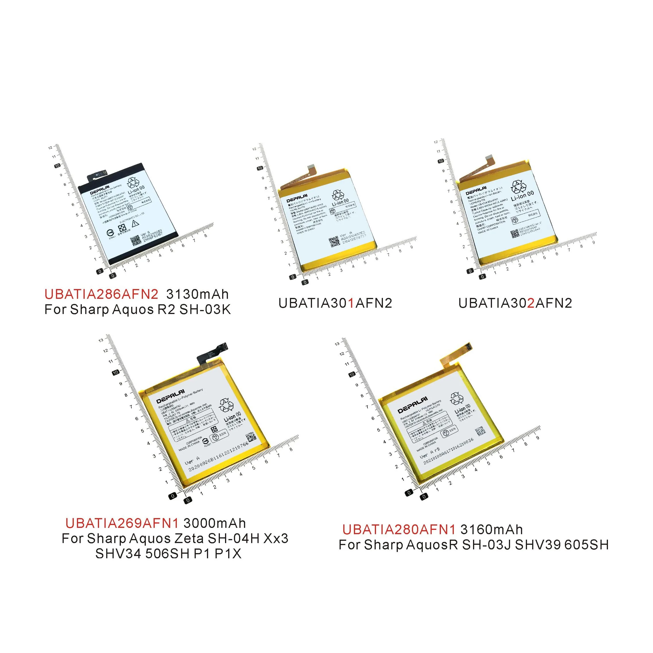 

UBATIA269AFN1 UBATIA280AFN1 286AFN2 Battery For Sharp Aquos Zeta AQUOS R2 SH-03K SH-04H SHV34 P1X SH-03J SHV39 605SH 301AFN2