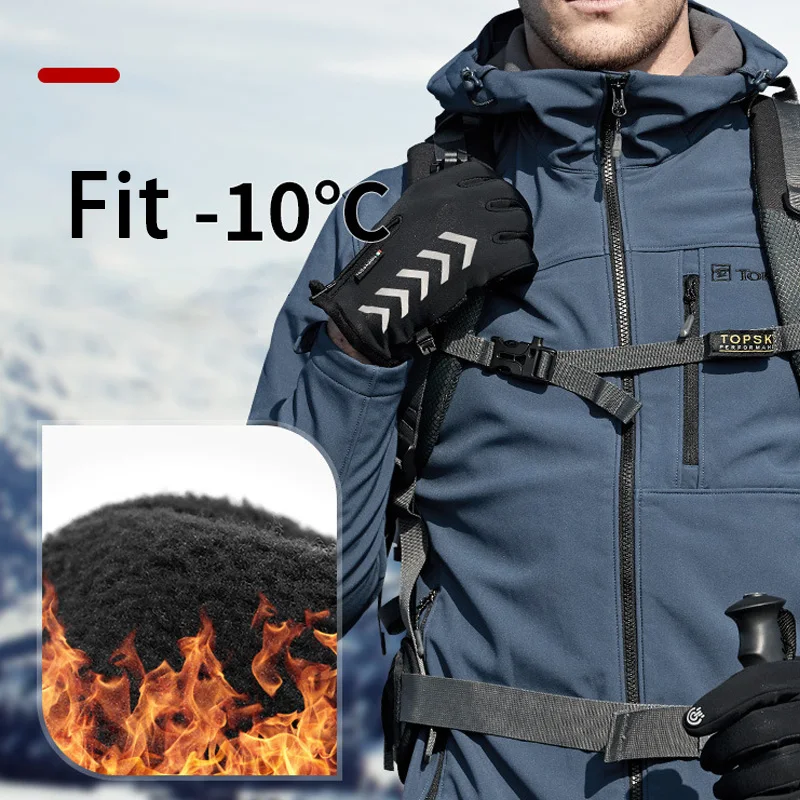 

Winter Touch Screen Reflective Ski Gloves Full Finger Thermal Warm Waterproof Windproof Snowboard Gloves Riding Skiing Mittens