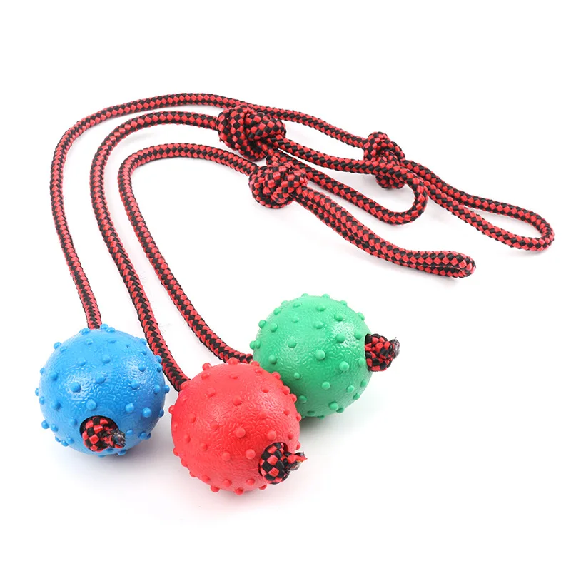 Игрушечный резиновый мяч для домашних животных устойчивый к укусам собак шнур