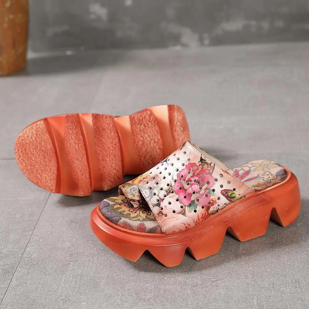 FVMX 2020 модные толстые нижние сандалии из натуральной кожи на высоком каблуке с