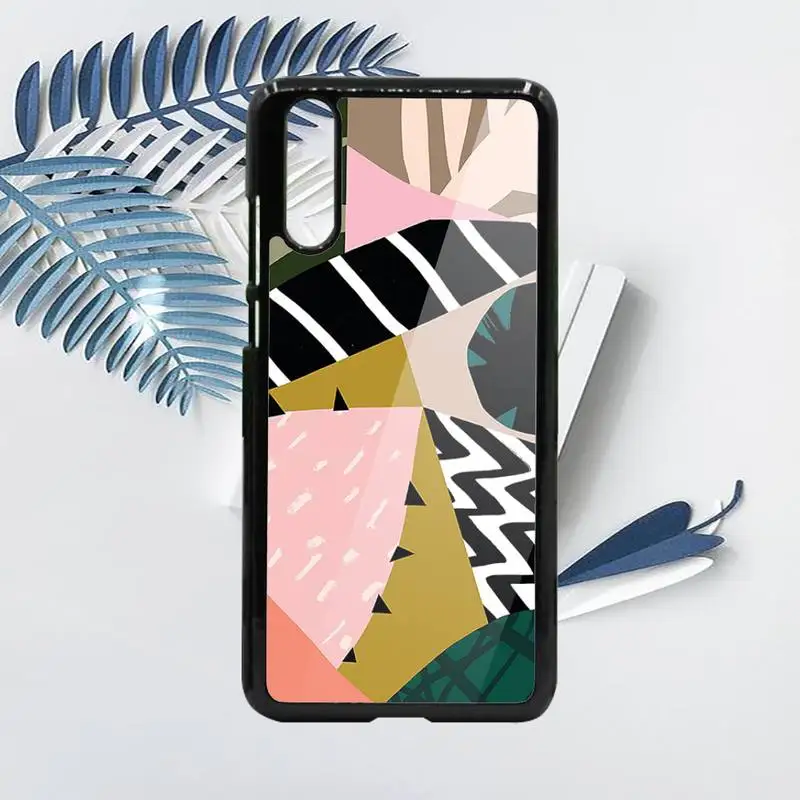 

Abstract Geometry leaves retro painting Phone Case PC For Samsung galaxy S note 8 9 20 10 e lite2019 plus pro ultra