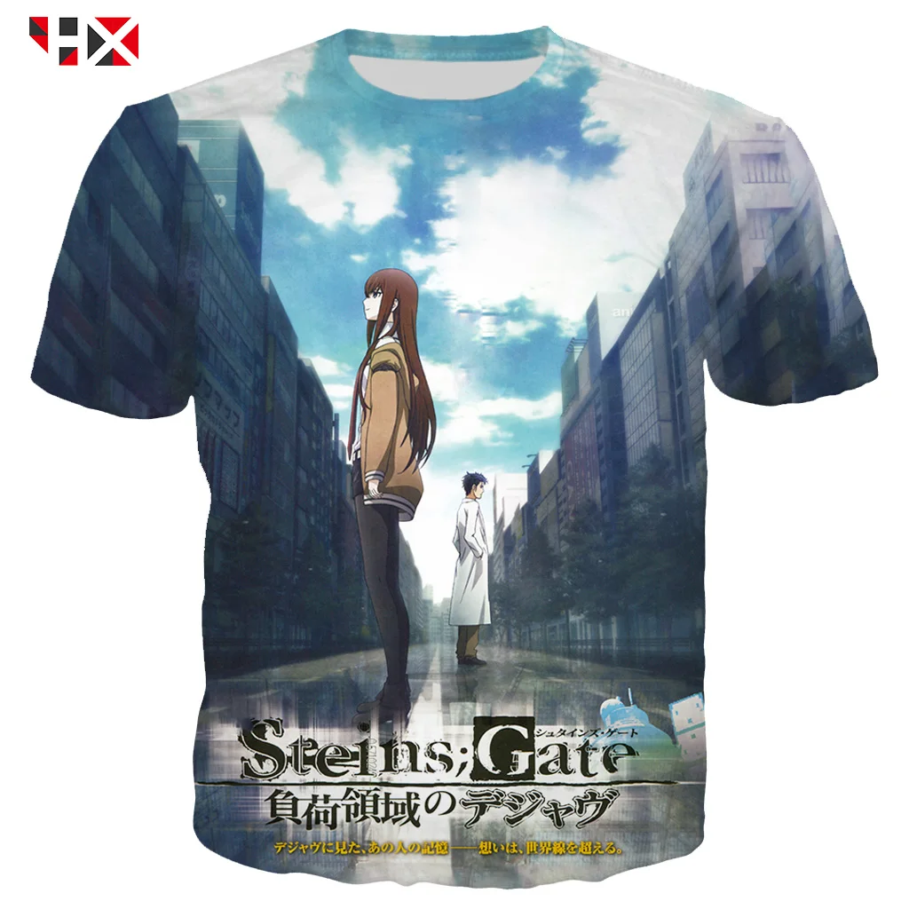 

Летняя модная футболка HX с коротким рукавом, 3D принт, для мужчин и женщин, аниме Стинс, ворота, Повседневная Уличная одежда, милый пуловер, то...