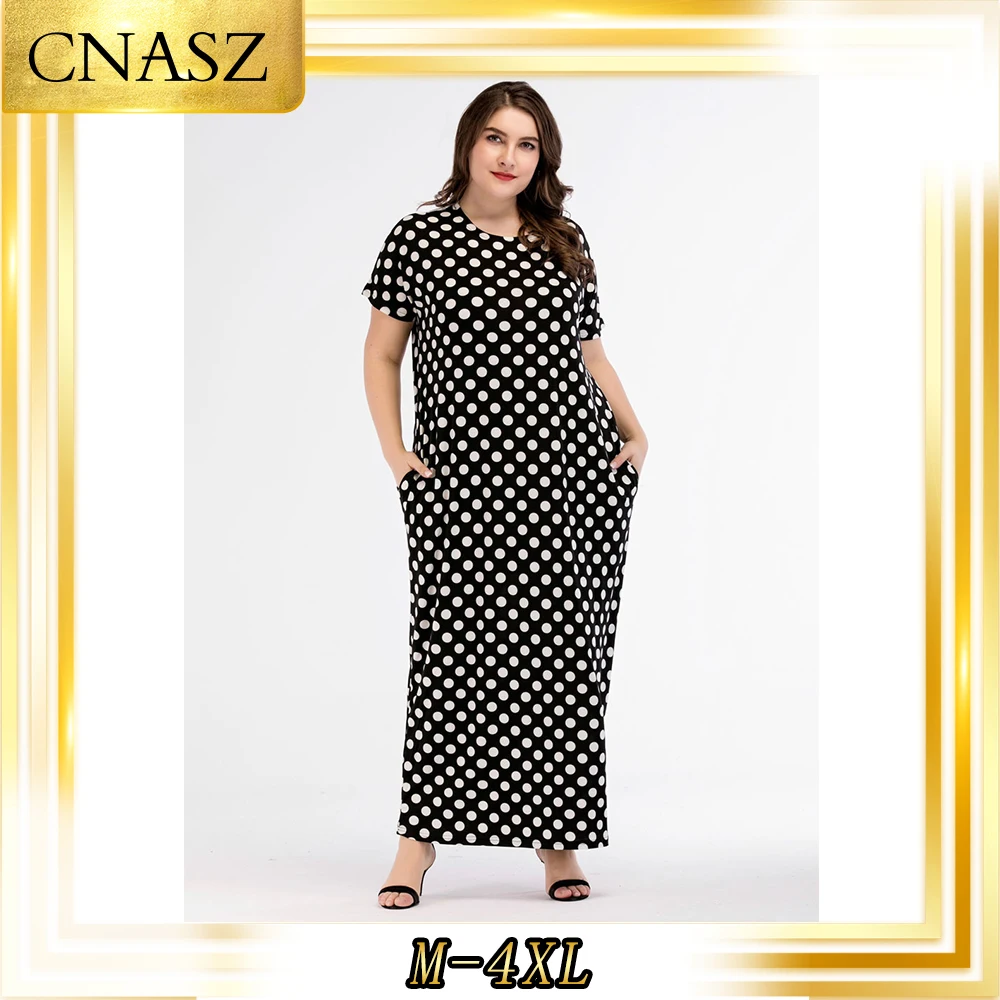 Женское платье в горошек Abaya свободное арабском стиле большие размеры