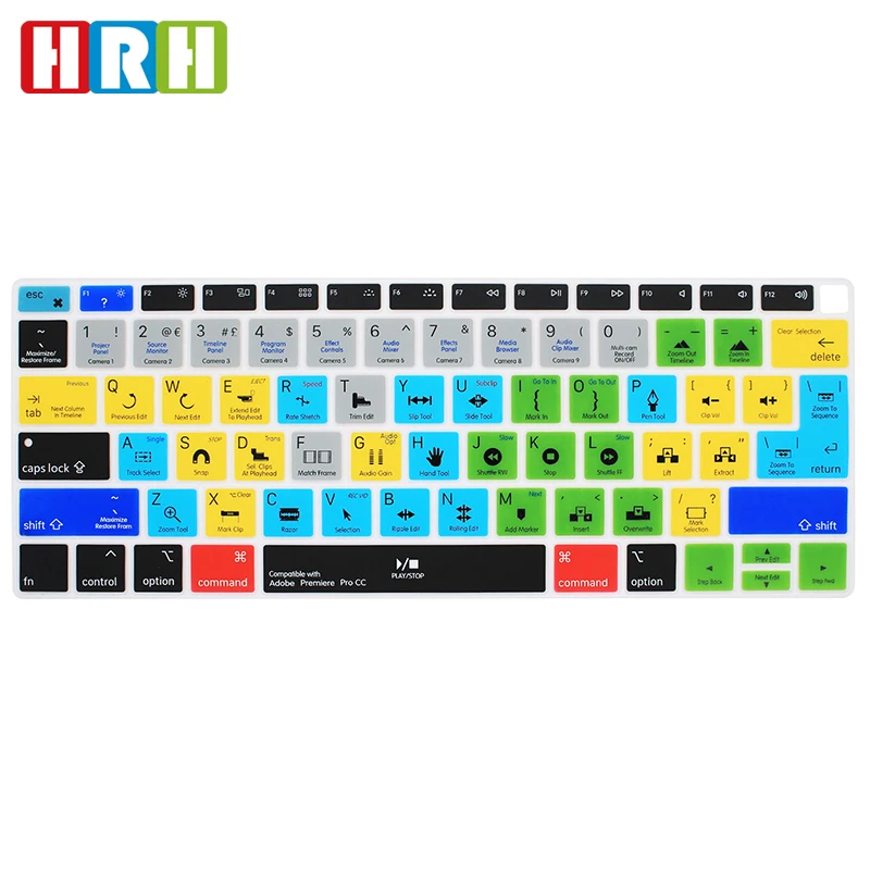 Силиконовый чехол для клавиатуры Adobe premipro CC Hotkey MacBook Newest Air 13 &quot2018 выпуска A1932 с