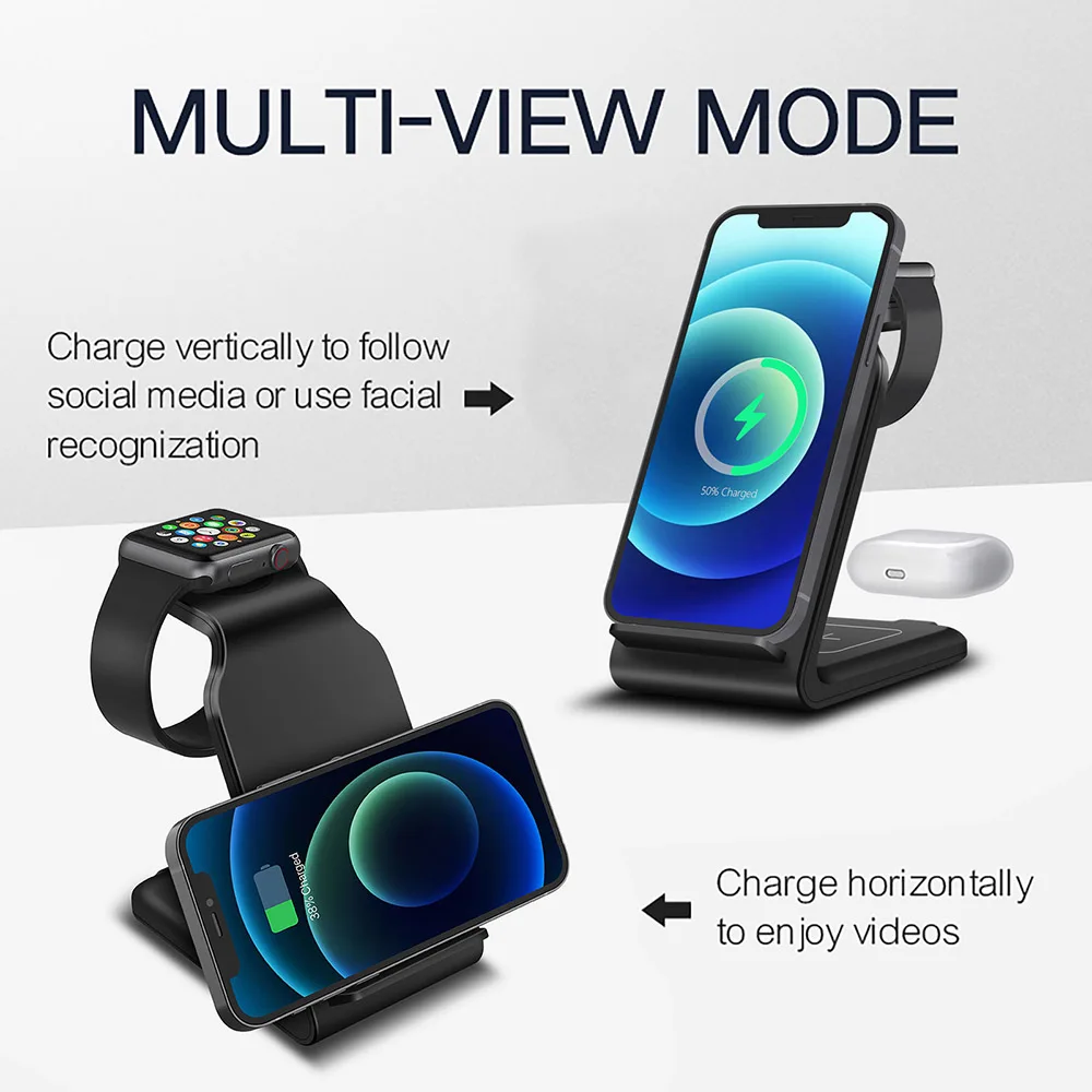 15w fast wireless charger 4 in 1 qi charging dock station usb chargers for iphone 13 12 11 xs xr x 8 apple watch 7 6 airpods pro free global shipping