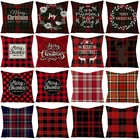 Простой клетчатый Рождественский Декор, наволочка, 18 х18 дюймов, Рождественская льняная наволочка в клетку буйвола, украшение для дома в фермерском стиле, наволочки