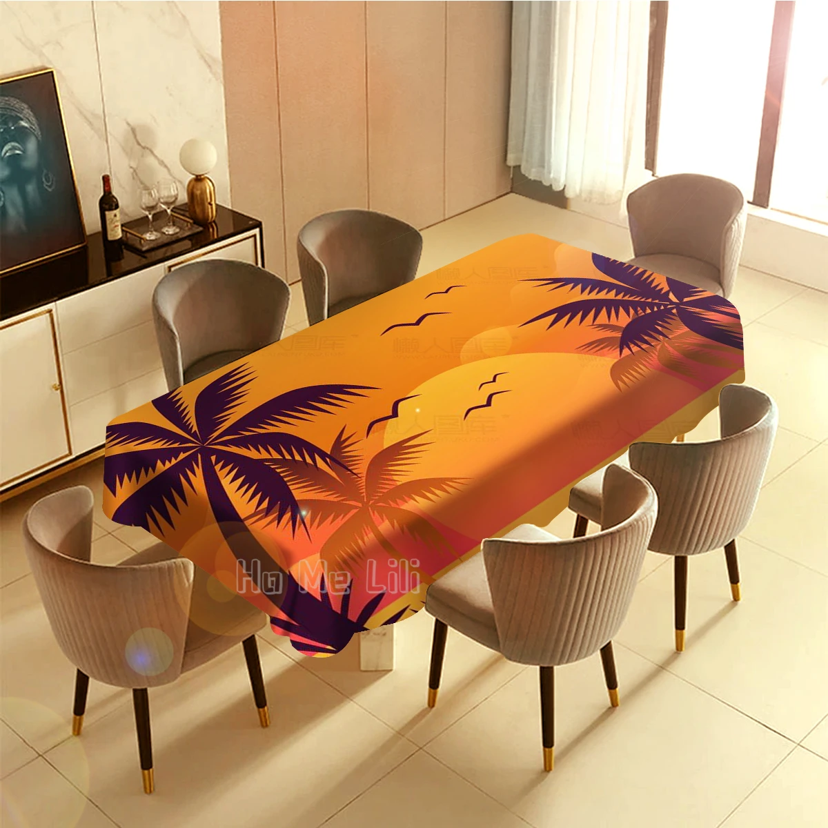 Креативный закат пляж морской пейзаж векторное оформление интерьерное уличное