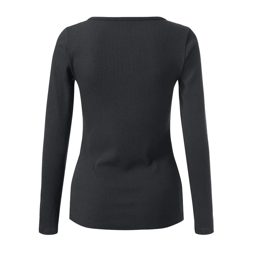 Ropa mujer In women's футболки женские с v образным вырезом Хенли тонкие длинным рукавом