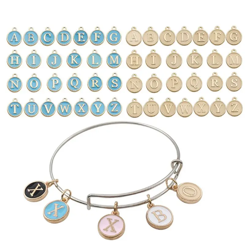 

26 Letter Metal Charms Double Sided Enamel Initial Alphabet A-Z Pendant Beads for DIY Jewelry Making Necklace Bracelet
