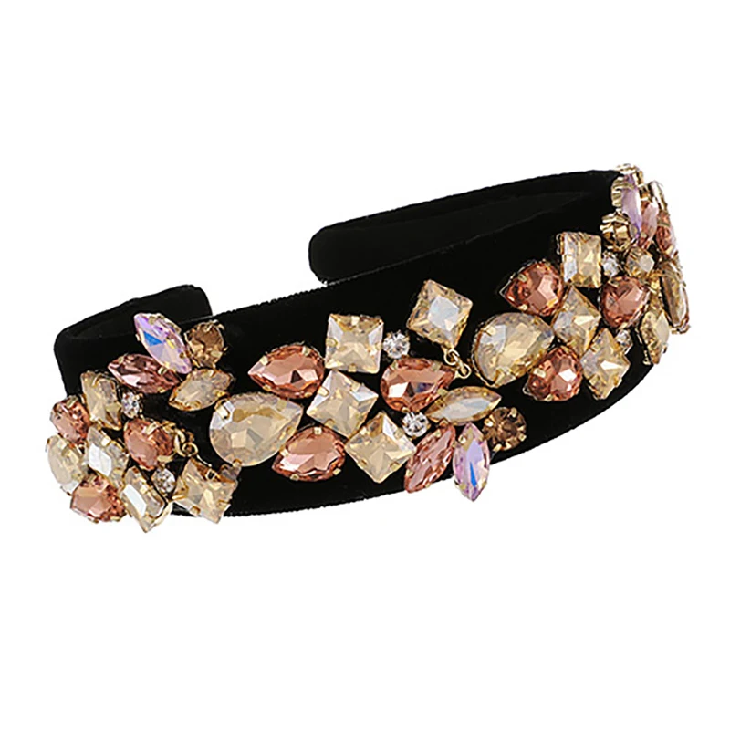 

ZHINI Wide Handmade Full Colorful Crystal Stone Luxury Headbands for Women Exaggerated Rhinestone Hair Band Fashion Jewelry 2020