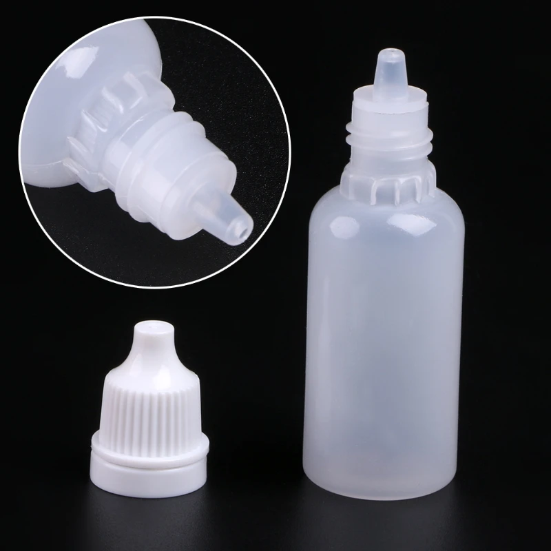 

5ml-30ml Needle Tip Empty Plastic Squeezable Liquid Dropper White Bottles Case