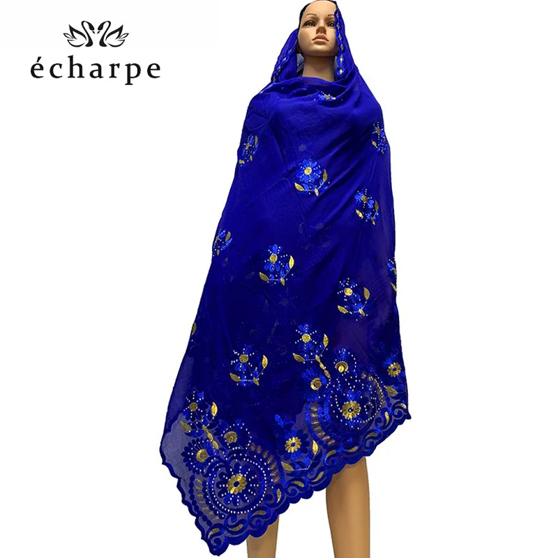 2019 Новый хлопковый шарф Африканский emrbroidery шарфы мусульманские женщины