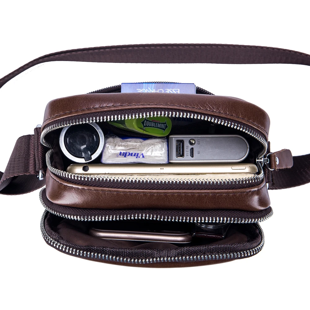 2021 new mens genuine leather messenger shoulder bag vintage cow leather male casual multifunction small crossbody bag fashion free global shipping