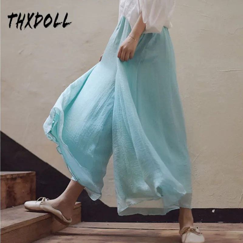 Широкие брюки женские 6 цветов Свободные повседневные Модные шифоновые длинные