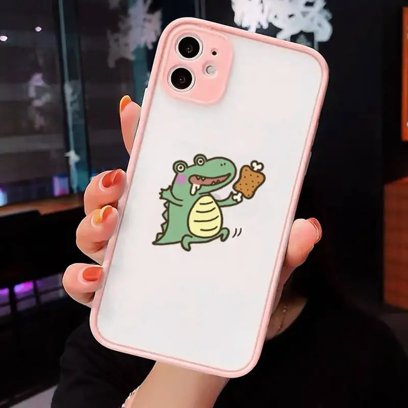 

Cute Cartoon crocodile Phone Cases matte transparent For iphone 7 8 11 12 plus mini x xs xr pro max cover