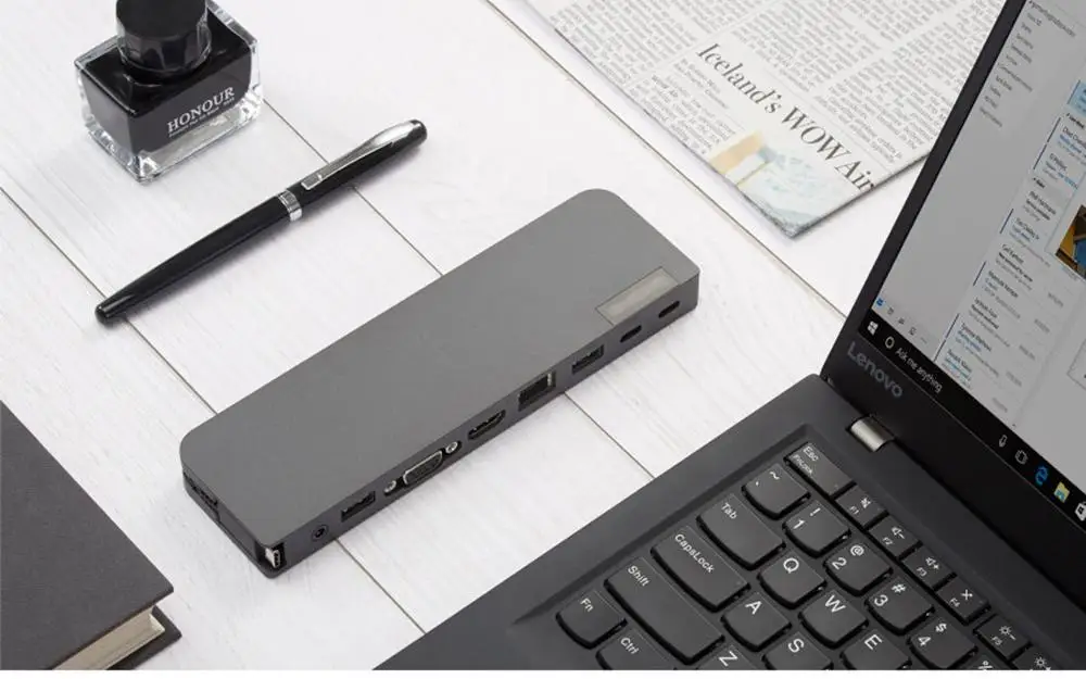 Оригинал для Lenovo USB-C Mini Dock 40AU0065US Type c до 3 5 мм VGA 4K HDMI Gigabit Ethernet 65 Вт USB3.1 Gen2 USB3.2 20 Гбит/с