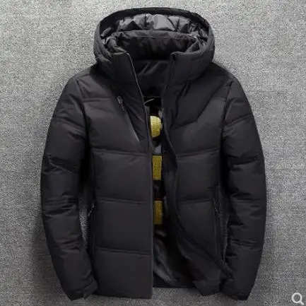 90% Duck Down Jacket Men Hooded Windproof Coats Winter Male Thick Warm Clothing Mens Outerwear Casual Down Coat - Цвет: Черный