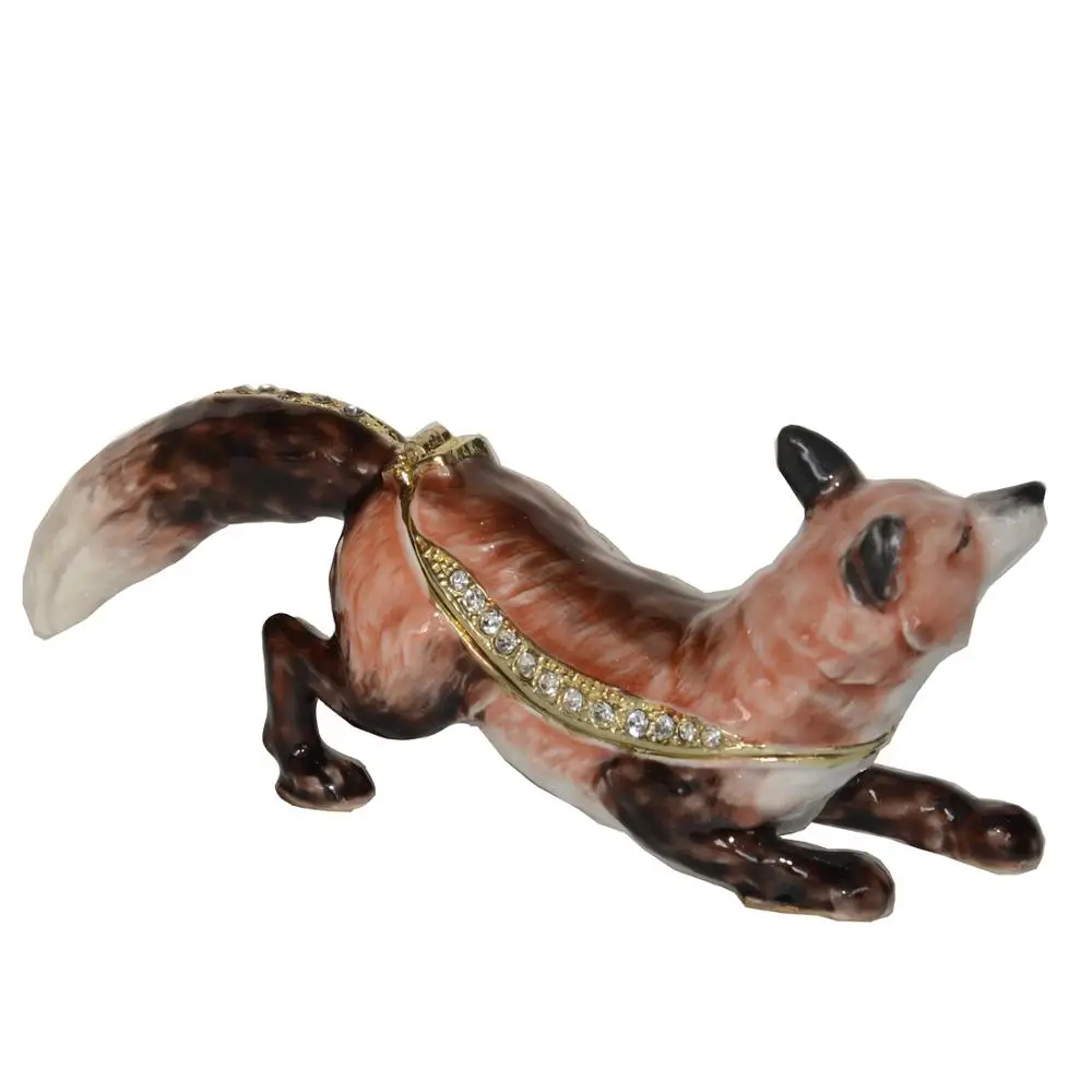 Шкатулка безделушка с лисой статуэтка диких животных Настольная металлическая