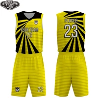 fashion design custom yellow black retro basketball shirts sublimation reversible basketball uniform