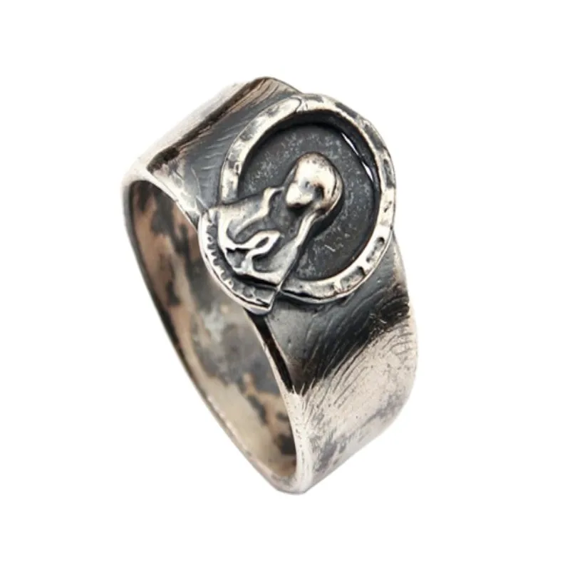 

Мужское и женское кольцо из тайского серебра, молитвенная рука, в стиле ретро, S925